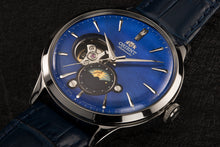 Orient Sun and Moon Open Heart RA-AS0103A10B classic watch sapphire silver mother of pearl blue